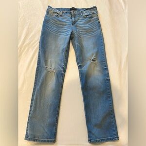 No boundaries mens distressed ripped light blue wash jeans sz 32x30, relaxed